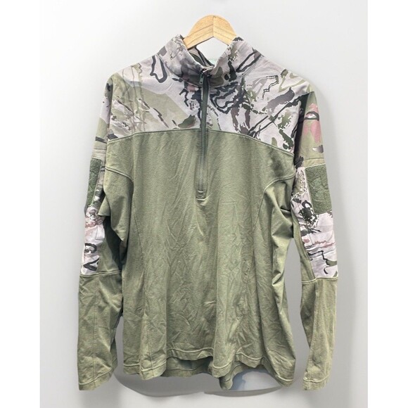Under Armour Tactical Combat Shirt Men's Large Patch Sleeve 1/4 Zip Green/Camo - Picture 1 of 10